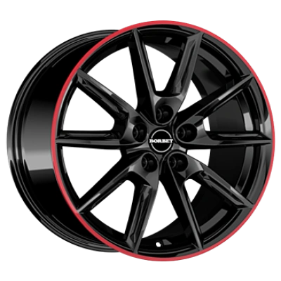 Black Glossy Rim Red