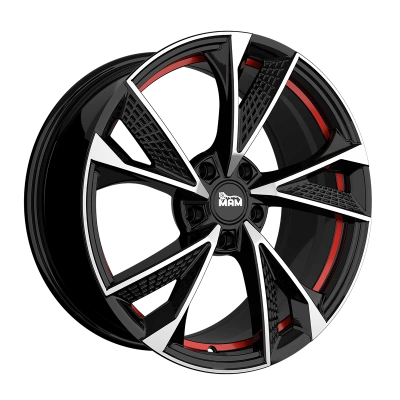 MAM Wheels RS6 Black Front Polish Red Inside